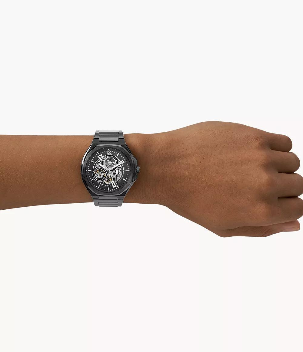 Fossil Evanston Automatic Black Stainless Steel Watch