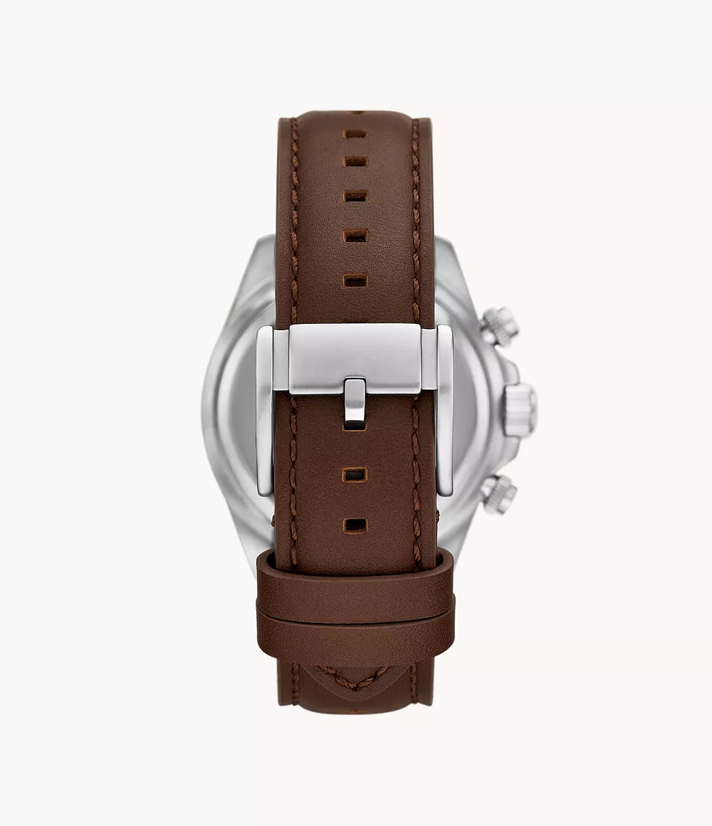 Autocross Multifunction Brown Leather Watch