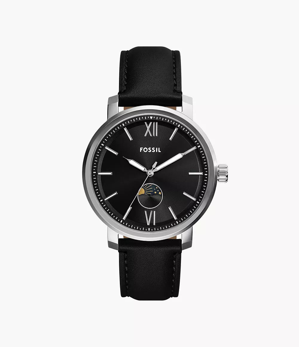 Rhett Multifunction Black Leather Watch