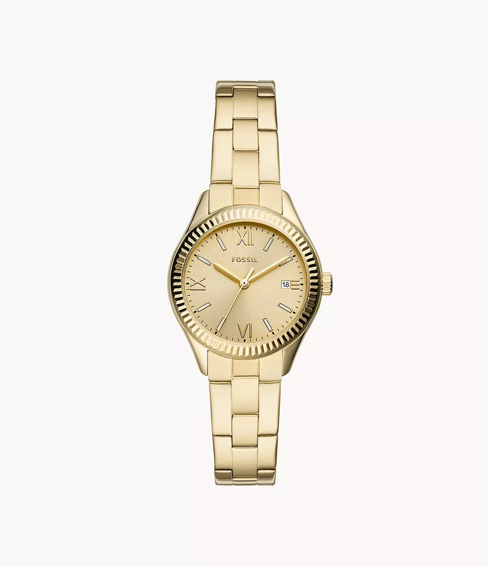 Rye Three-Hand Date Gold-Tone Stainless Steel Watch
