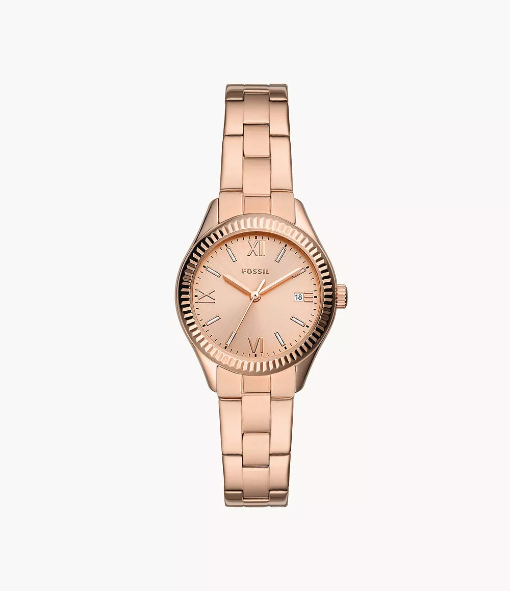 Rye Three-Hand Date Rose Gold-Tone Stainless Steel Watch