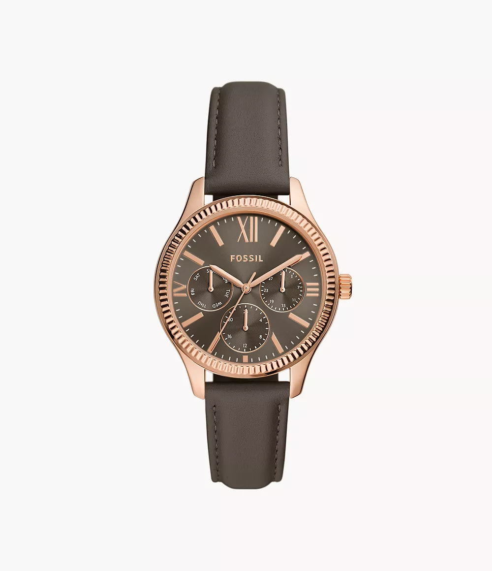 Rye Multifuntion Gray Leather Watch