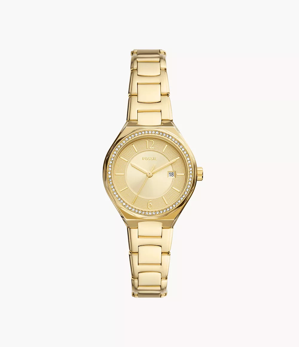 Eevie Three-Hand Date Gold-Tone Stainless Steel Watch