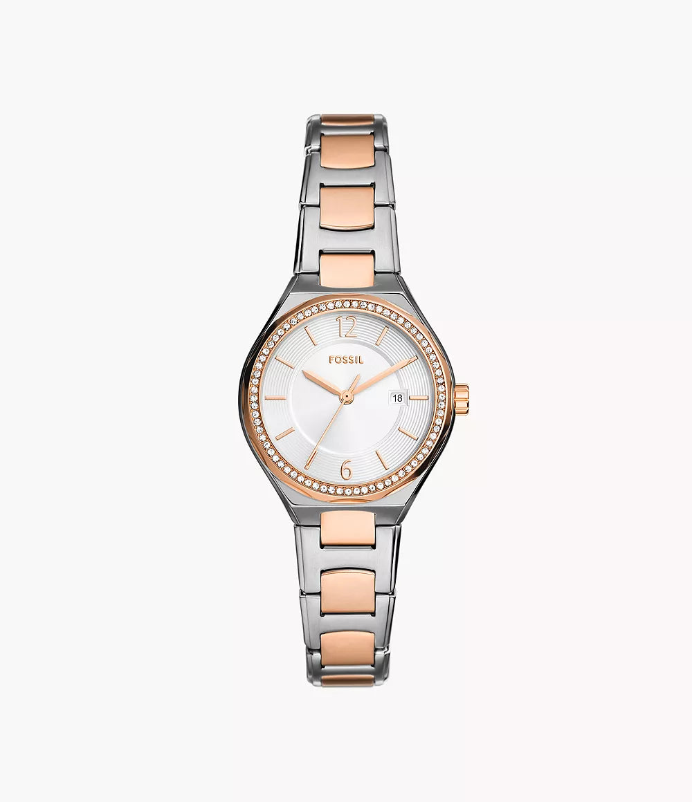 Eevie Three-Hand Date Two-Tone Stainless Steel Watch