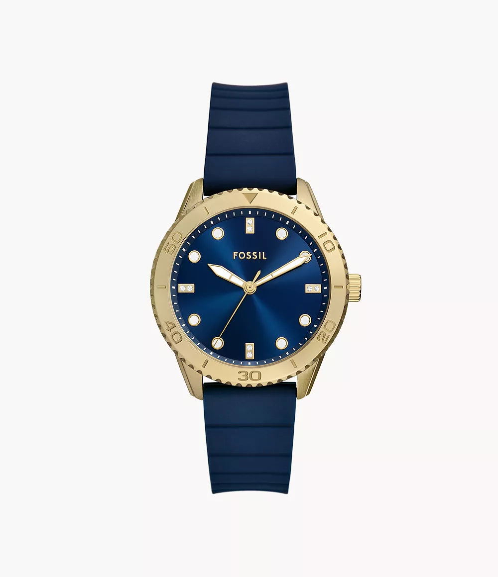 Dayle Three-Hand Navy Silicone Watch