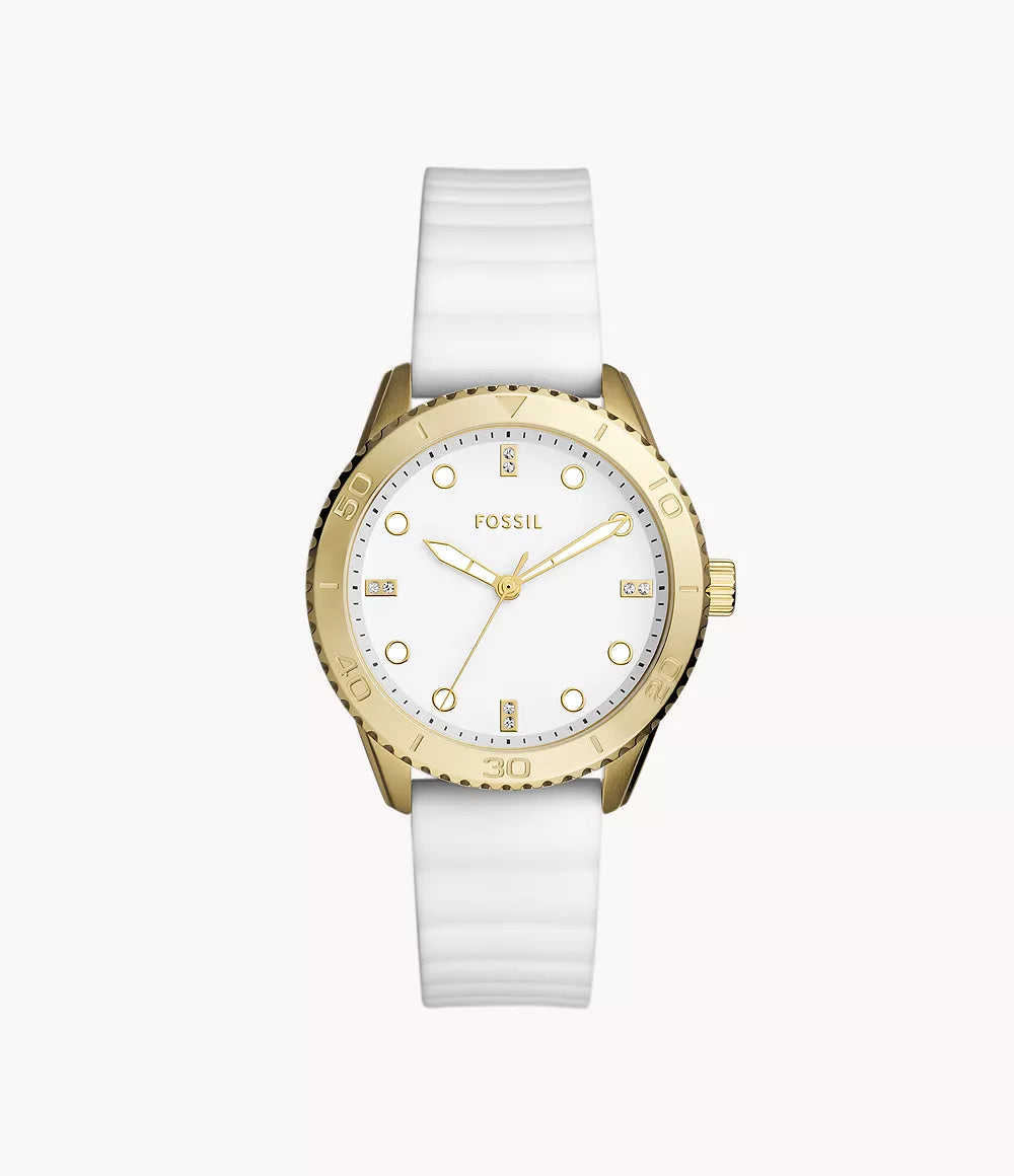 Dayle Three-Hand White Silicone Watch