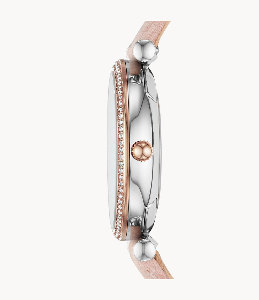 Fossil Carlie Three-Hand Blush Leather Ladies Watch