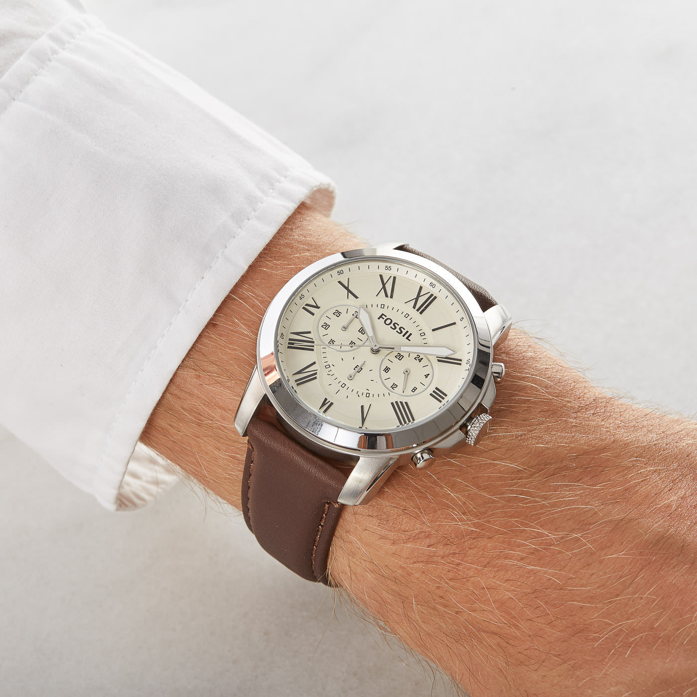 Fossil Grant Chronograph Brown Leather Watch