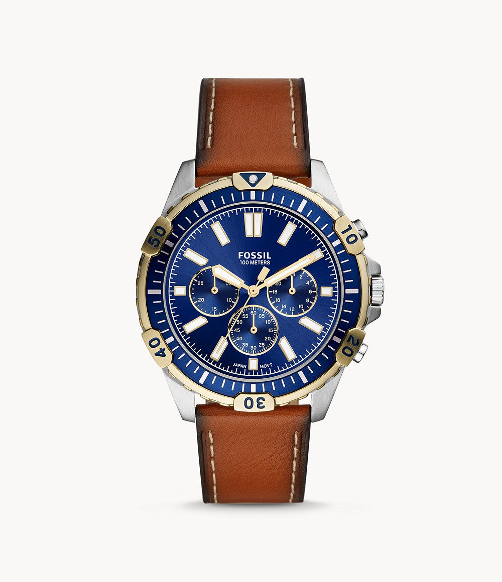 Fossil Garrett Chronograph Luggage Leather Watch