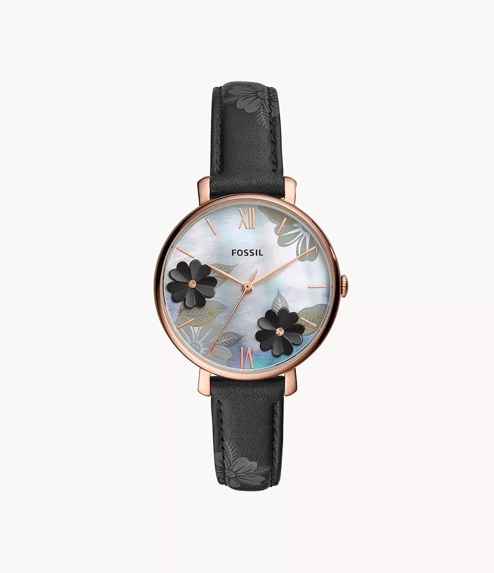 Fossil Jaqueline Three - Hand Black Leather Watch