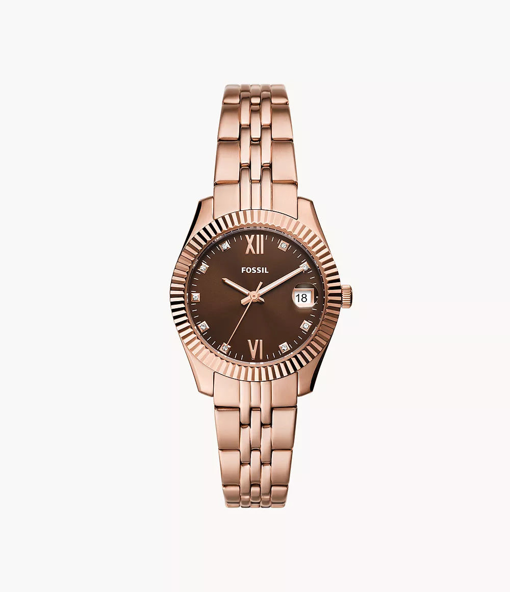 Scarlette Three-Hand Date Rose Gold-Tone Stainless Steel Watch