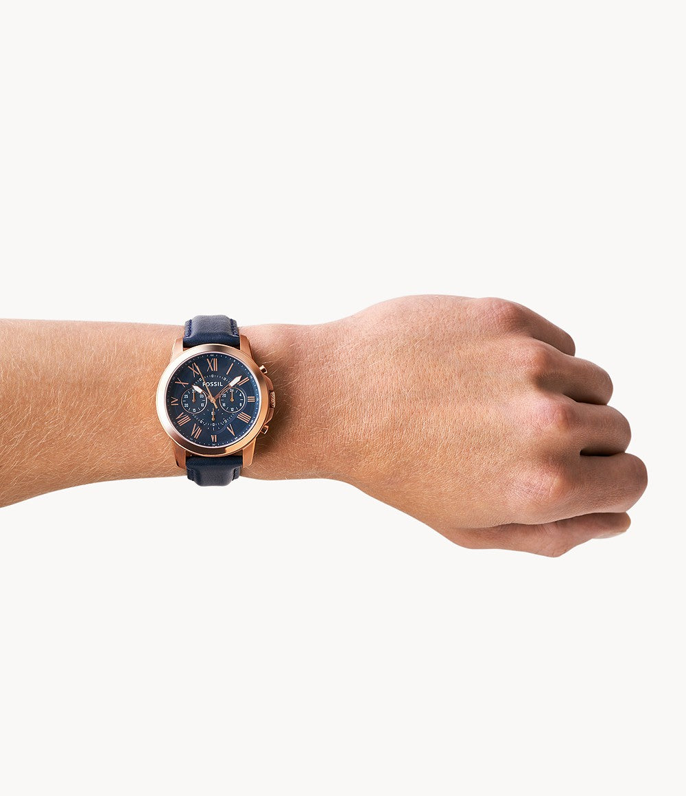 Fossil Grant Sport Chronograph Blue Leather Men's Watch