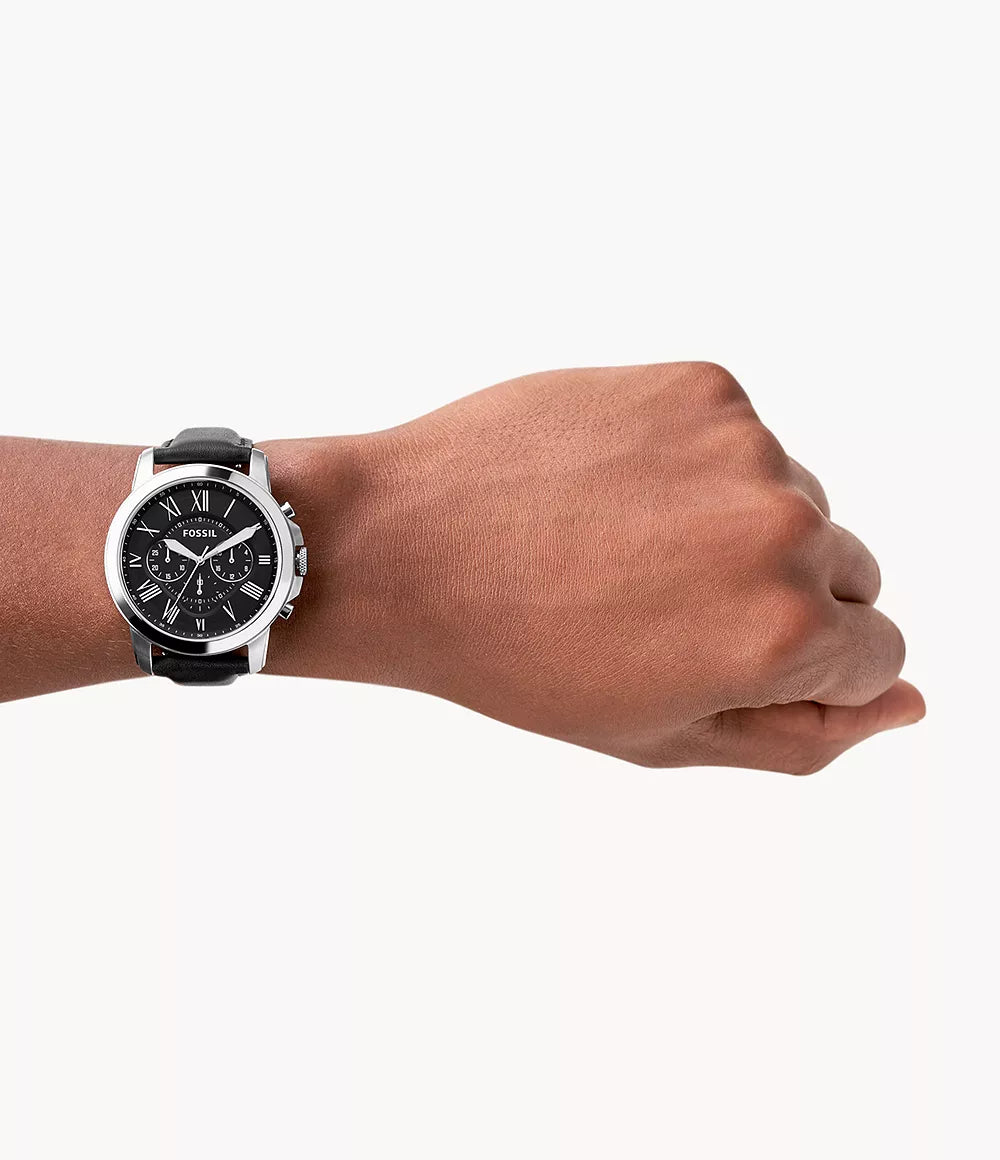 Fossil Grant Chronograph Black Leather Watch