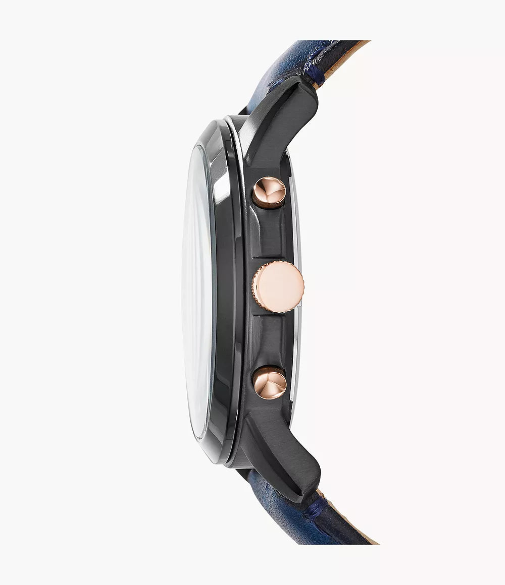 Fossil Grant Chronograph Navy Leather Watch