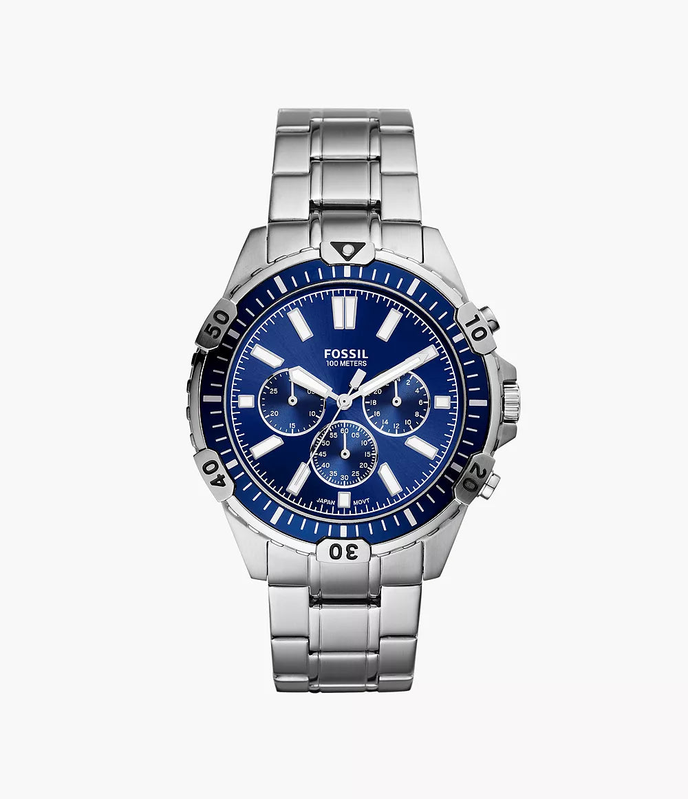 Fossil Garrett Chronograph Silver-Tone Stainless Steel Watch