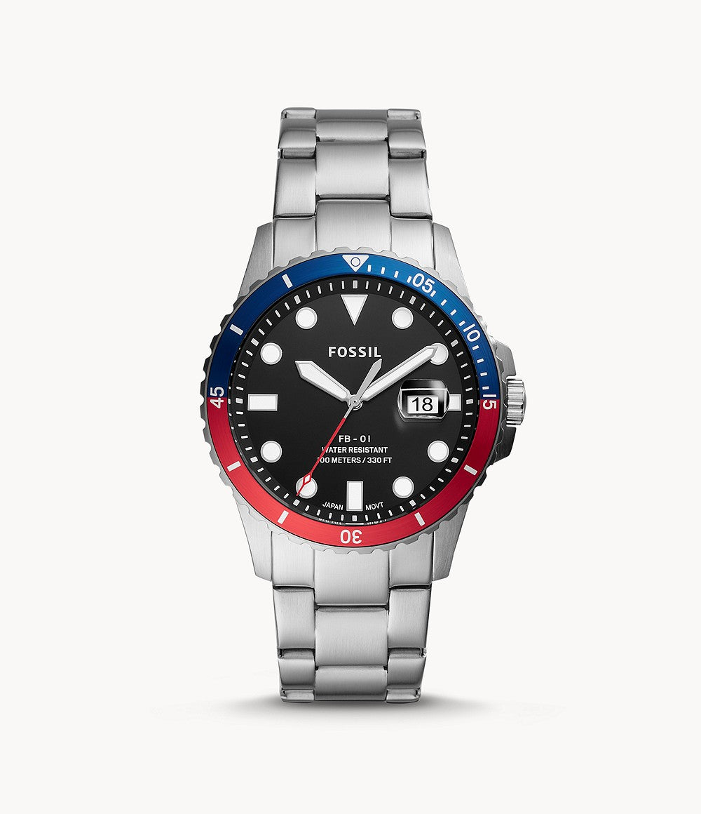 Fossil FB-01 Three-Hand Date Stainless Steel Watch