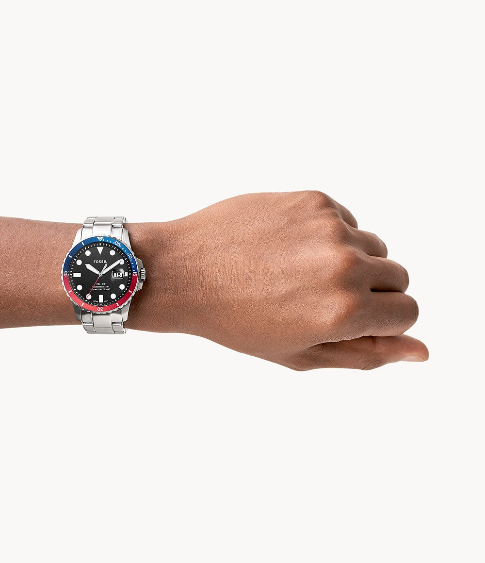 Fossil FB-01 Three-Hand Date Stainless Steel Watch