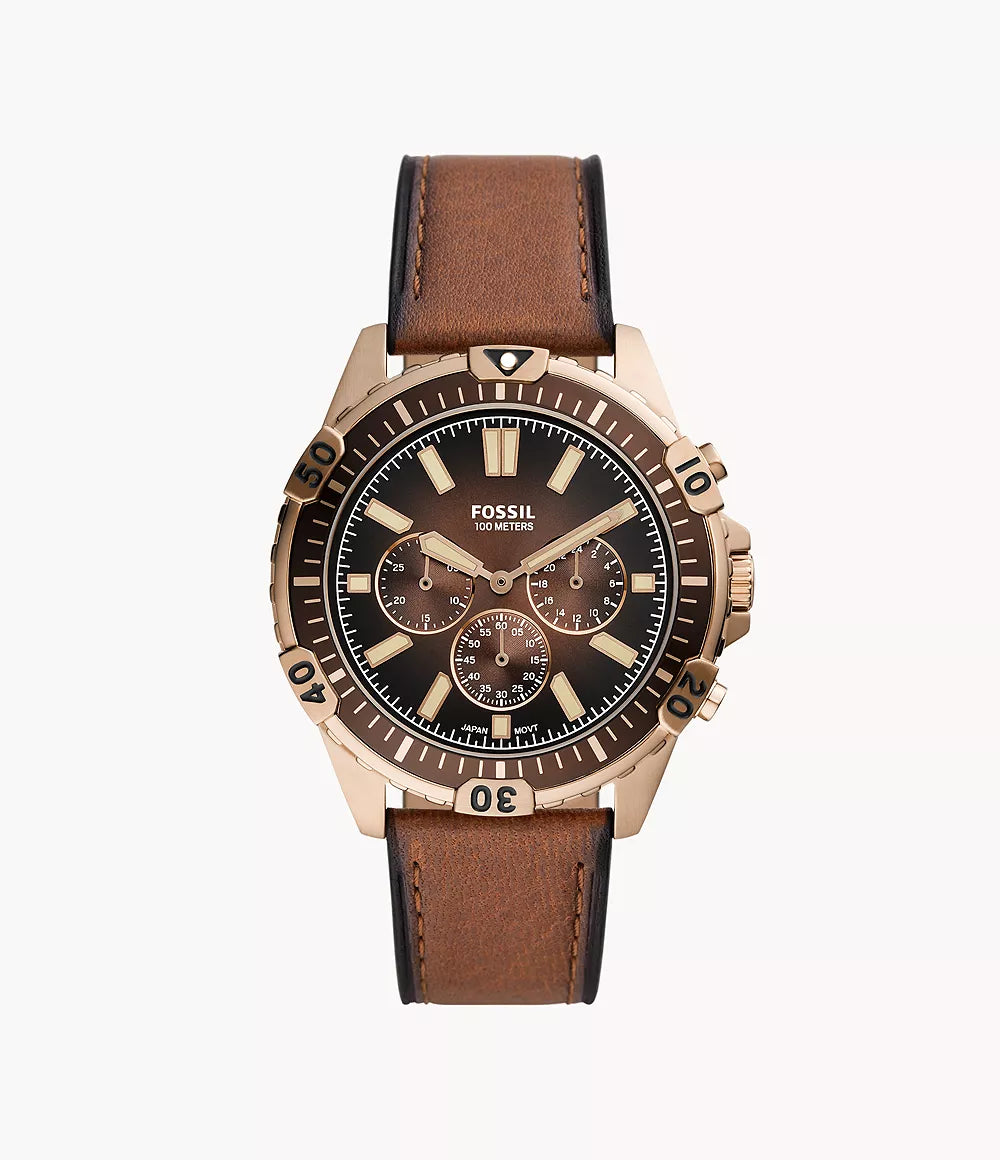 Fossil Garret Chronograph Medium Brown LiteHide™ Leather Watch