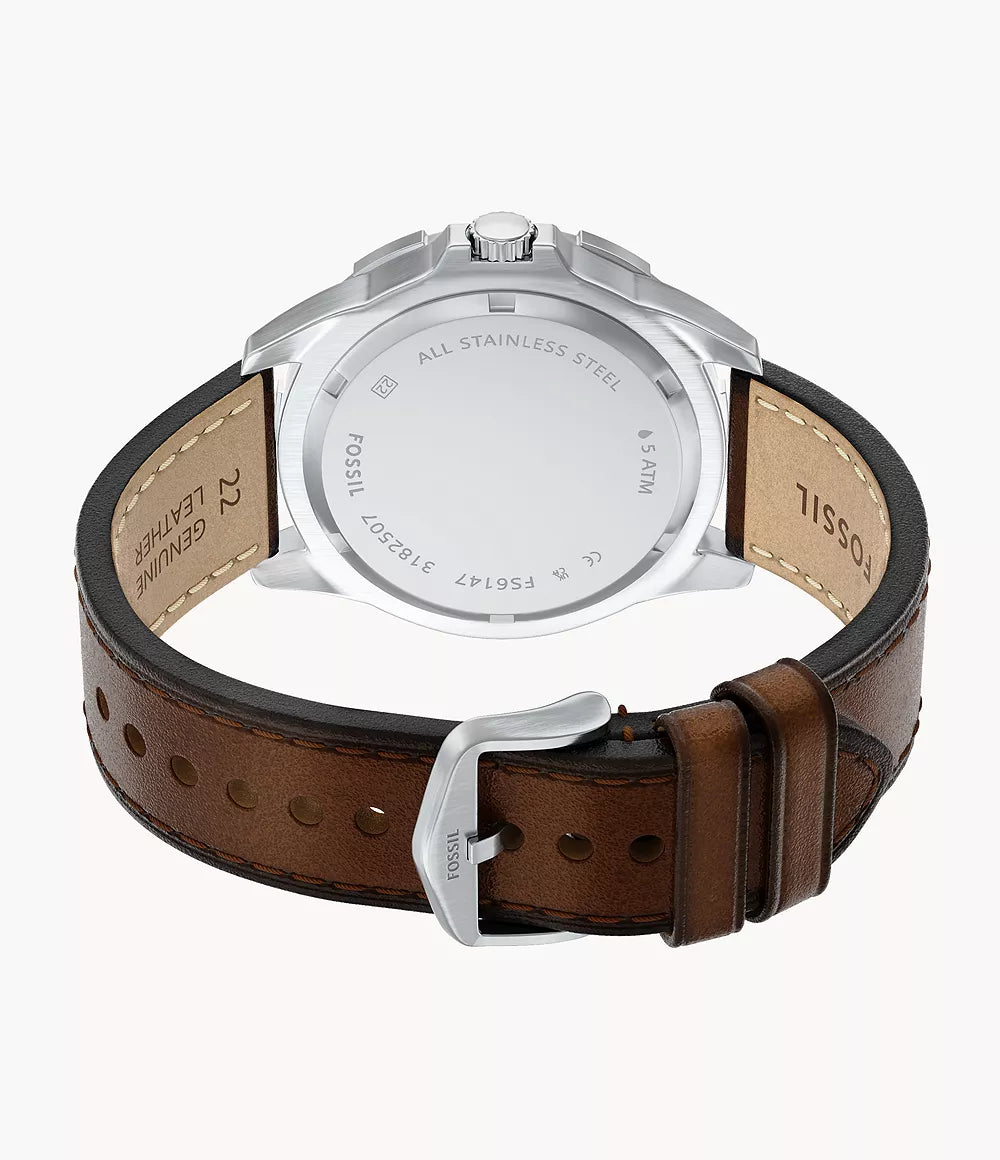 Fossil Garrett Multifunction Brown Leather Watch