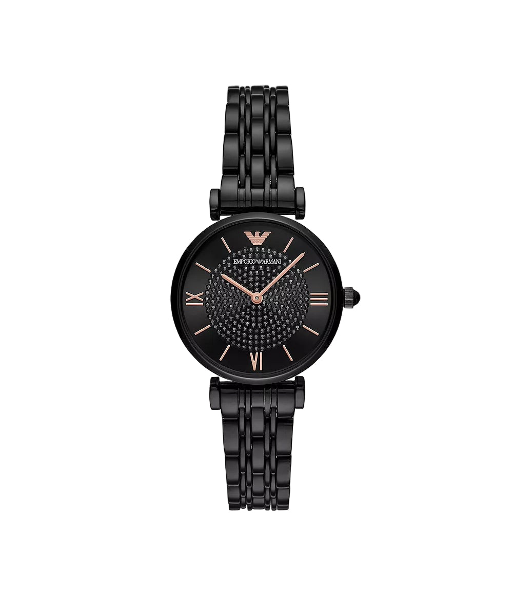 Emporio Armani Women’S Two-Hand Black Steel Watch