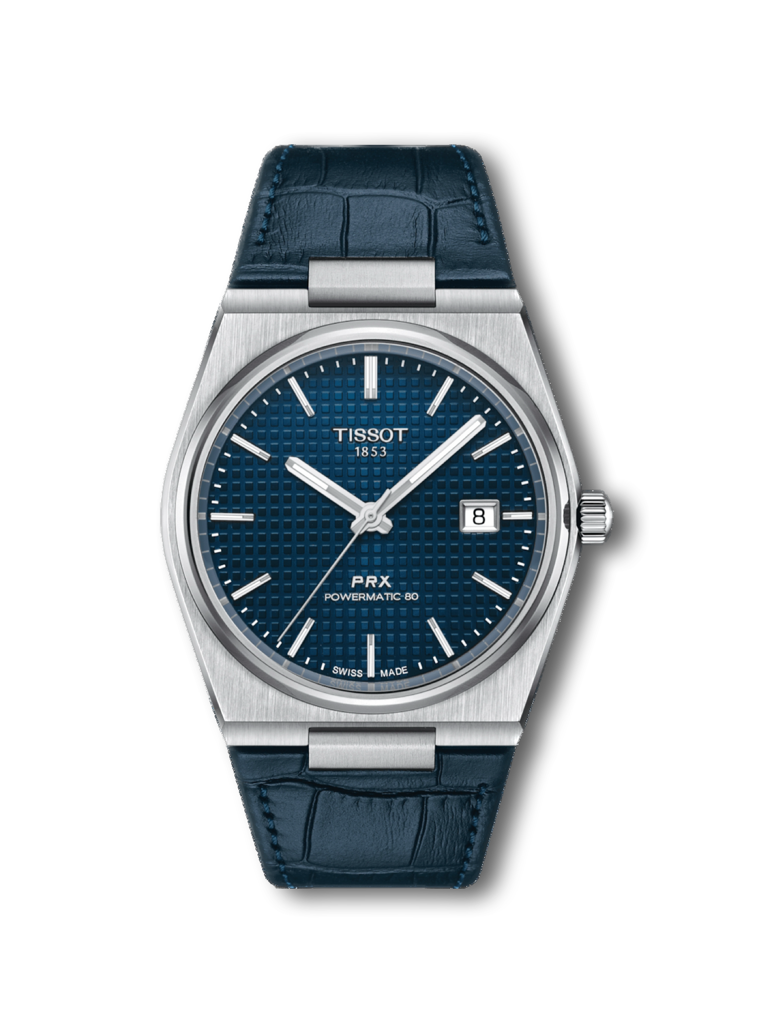 Tissot Prx Powermatic 80 Blue Dial Leather Strap