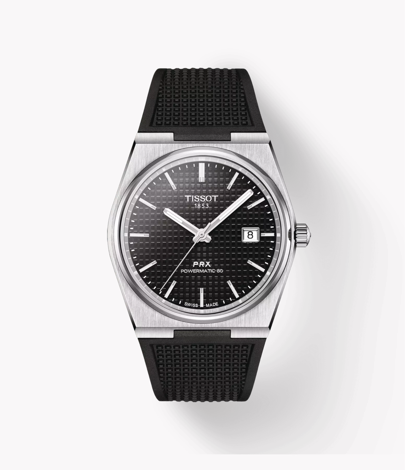 Tissot Prx Powermatic 80 Black Dial Rubber Strap