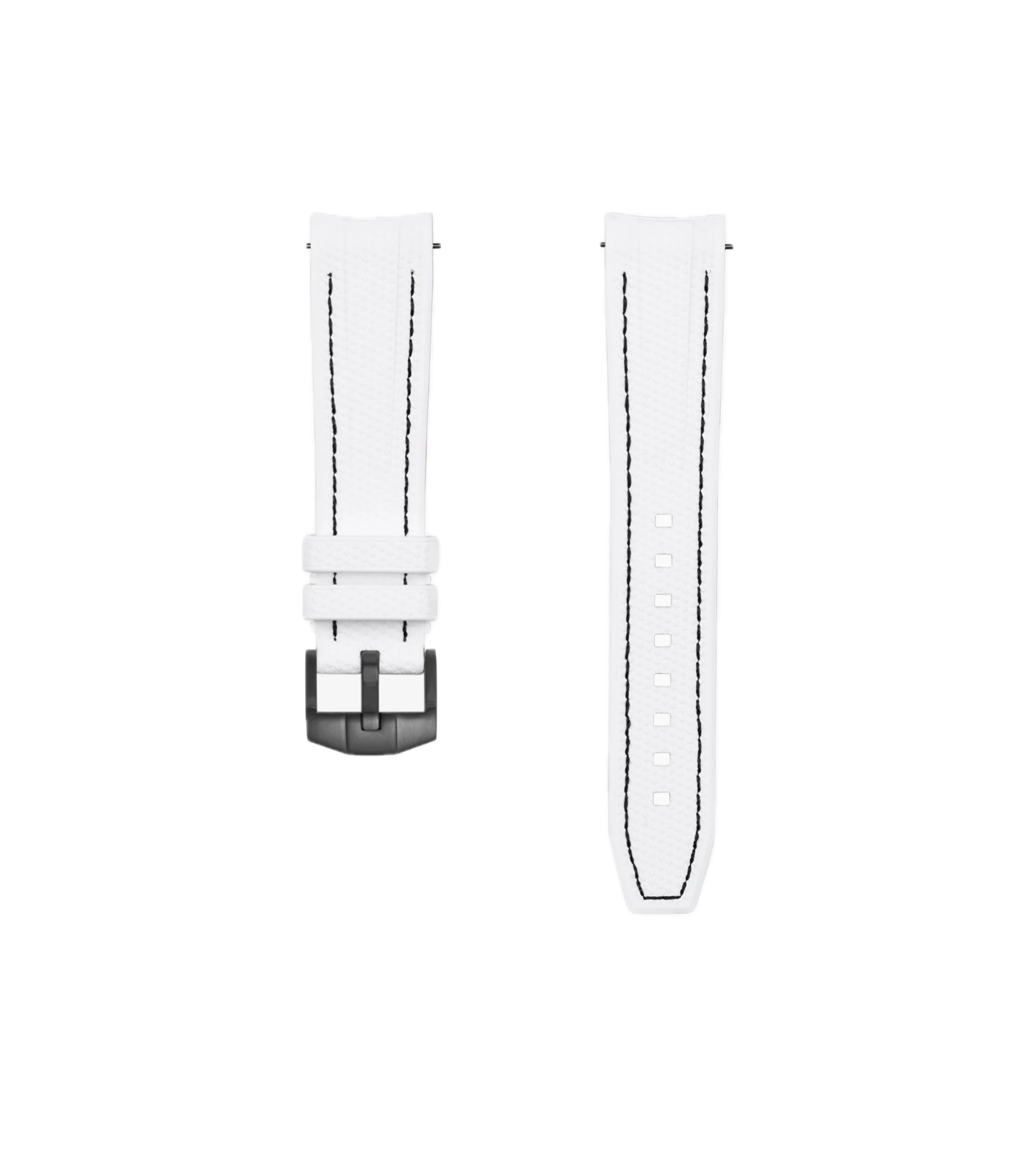 Curved Premium Rubber Strap - Vertech White & Black Stitches