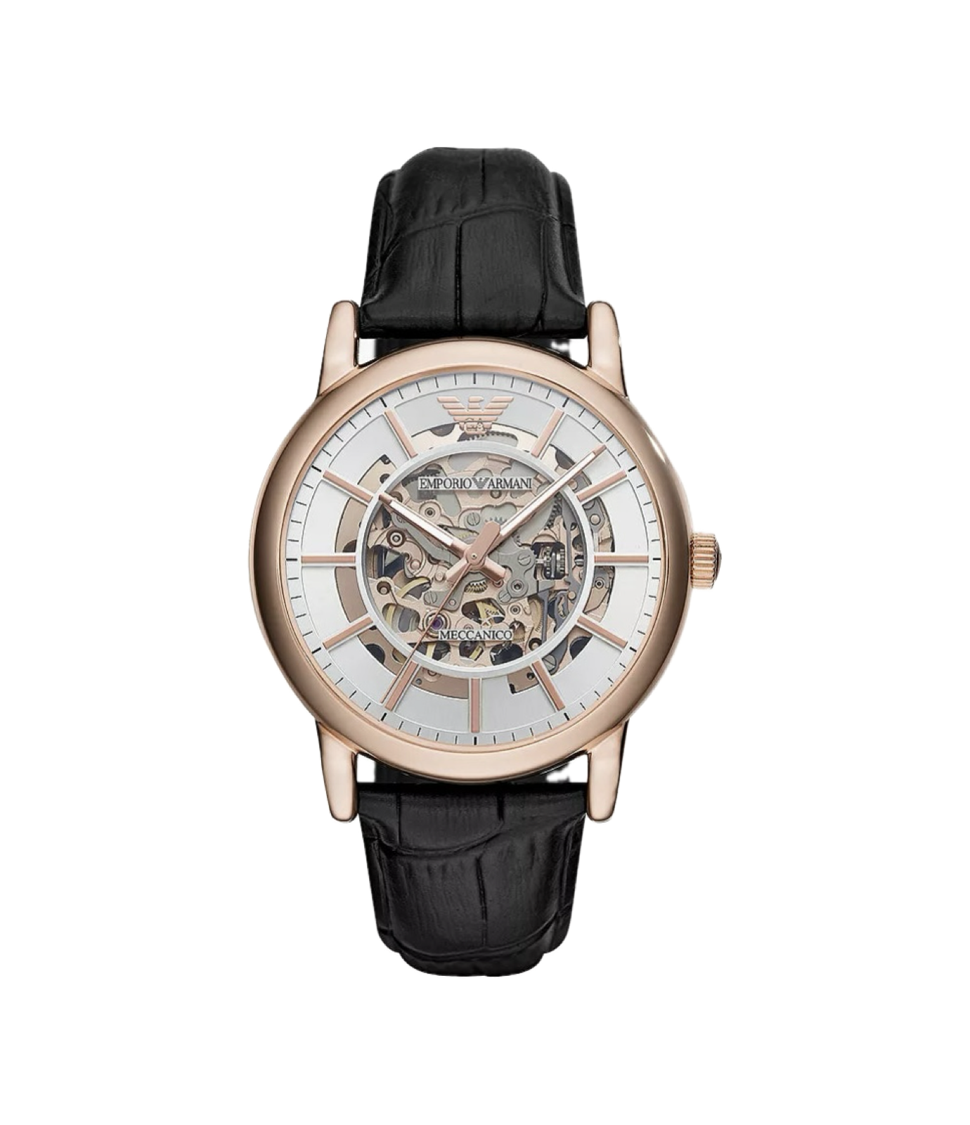 Emporio Armani Men's Automatic Black Leather Watch