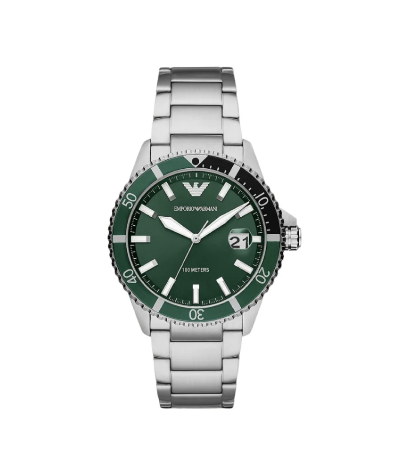 Emporio Armani Three-Hand Date Stainless Steel Watch