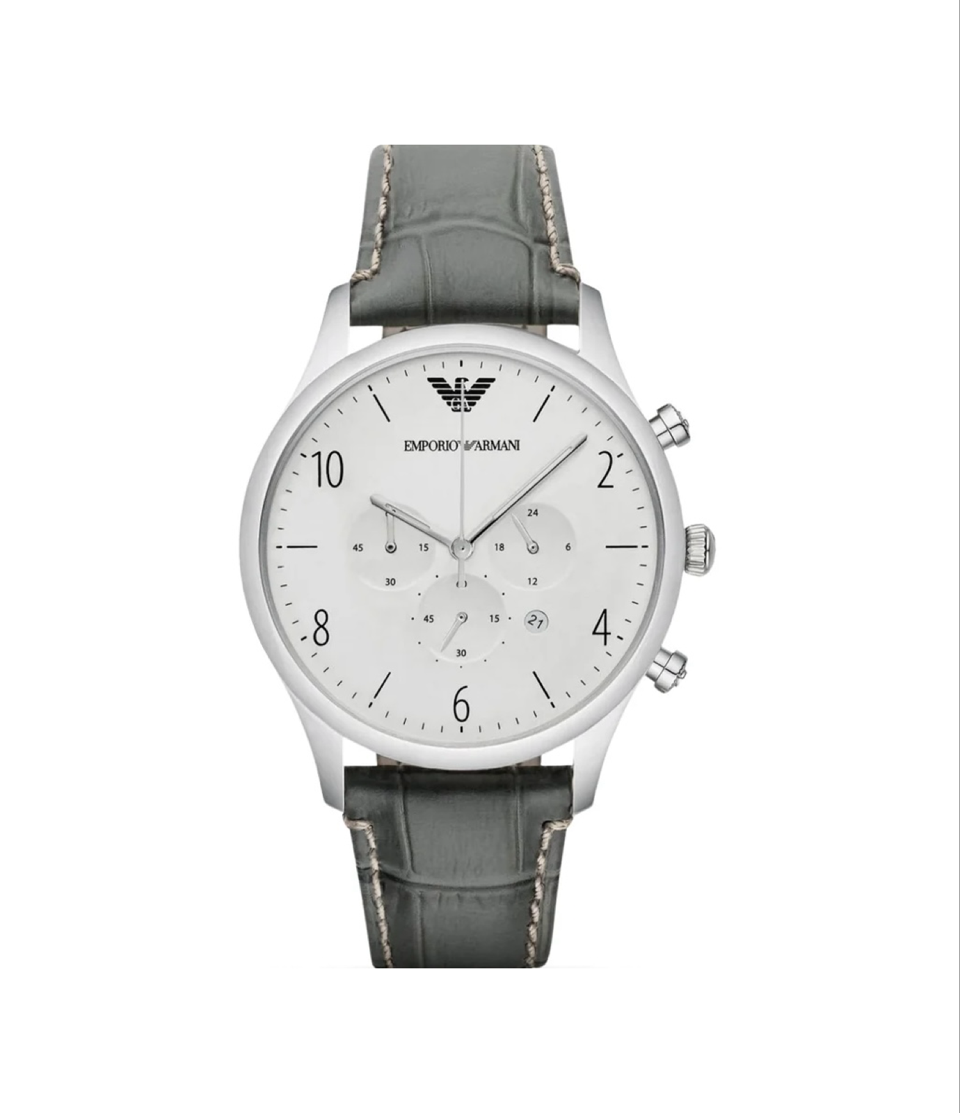 Emporio Armani Dress Chronograph Gray Leather Watch