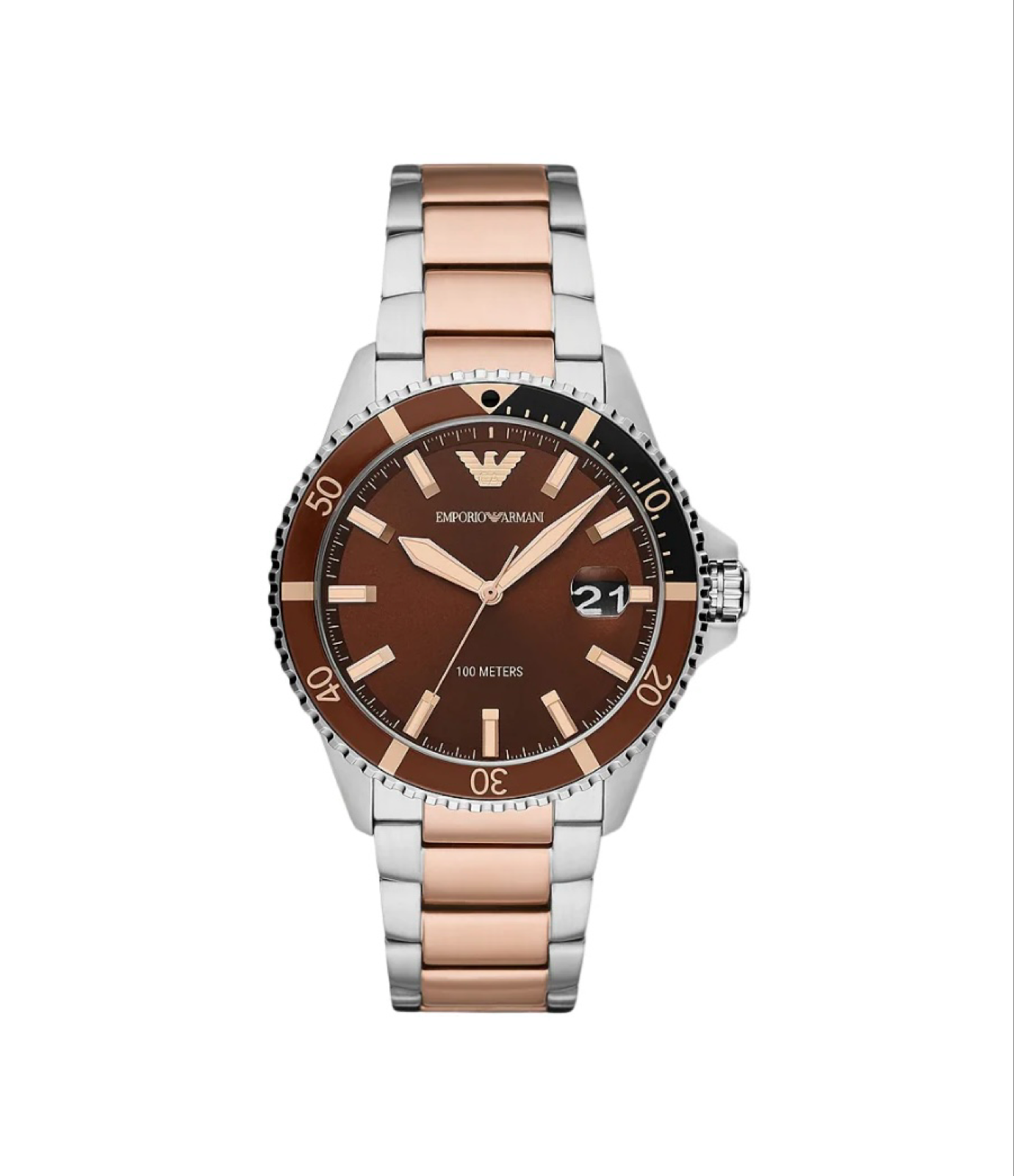 Emporio Armani Three-Hand Two Tone Date Stainless Steel Watch
