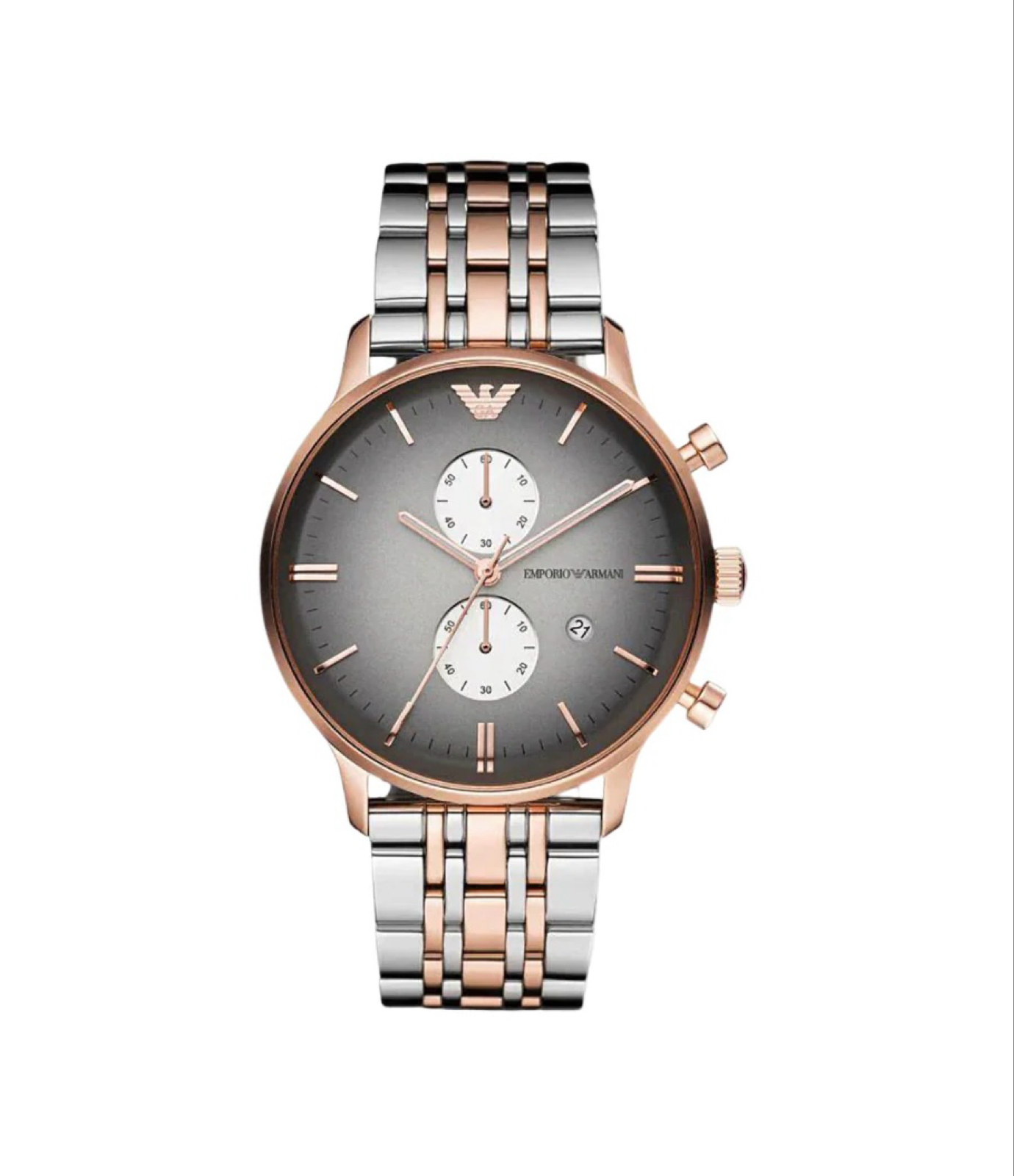 Emporio Armani Gray Dial Two Tone Mens Watch