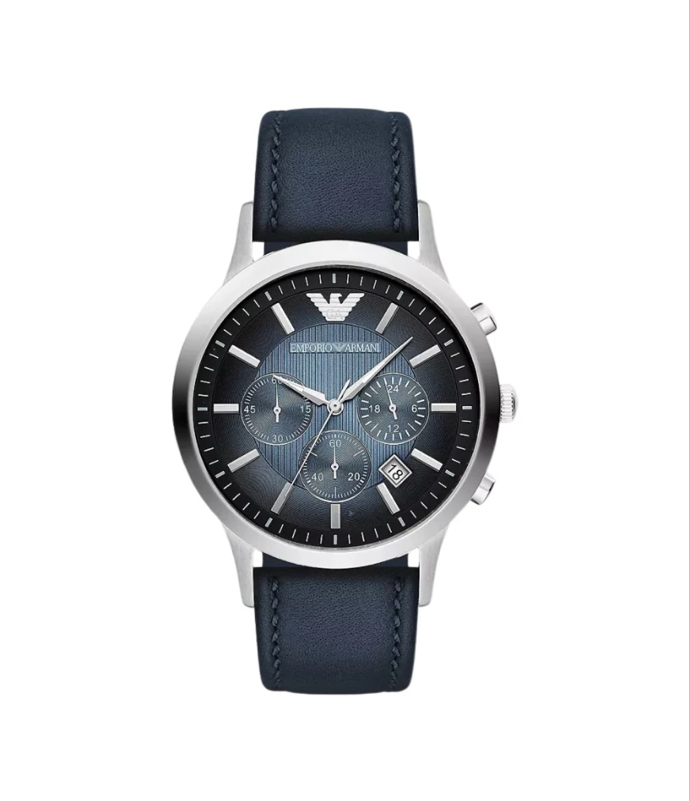 Emporio Armani Mens Two-Hands Leather Watch