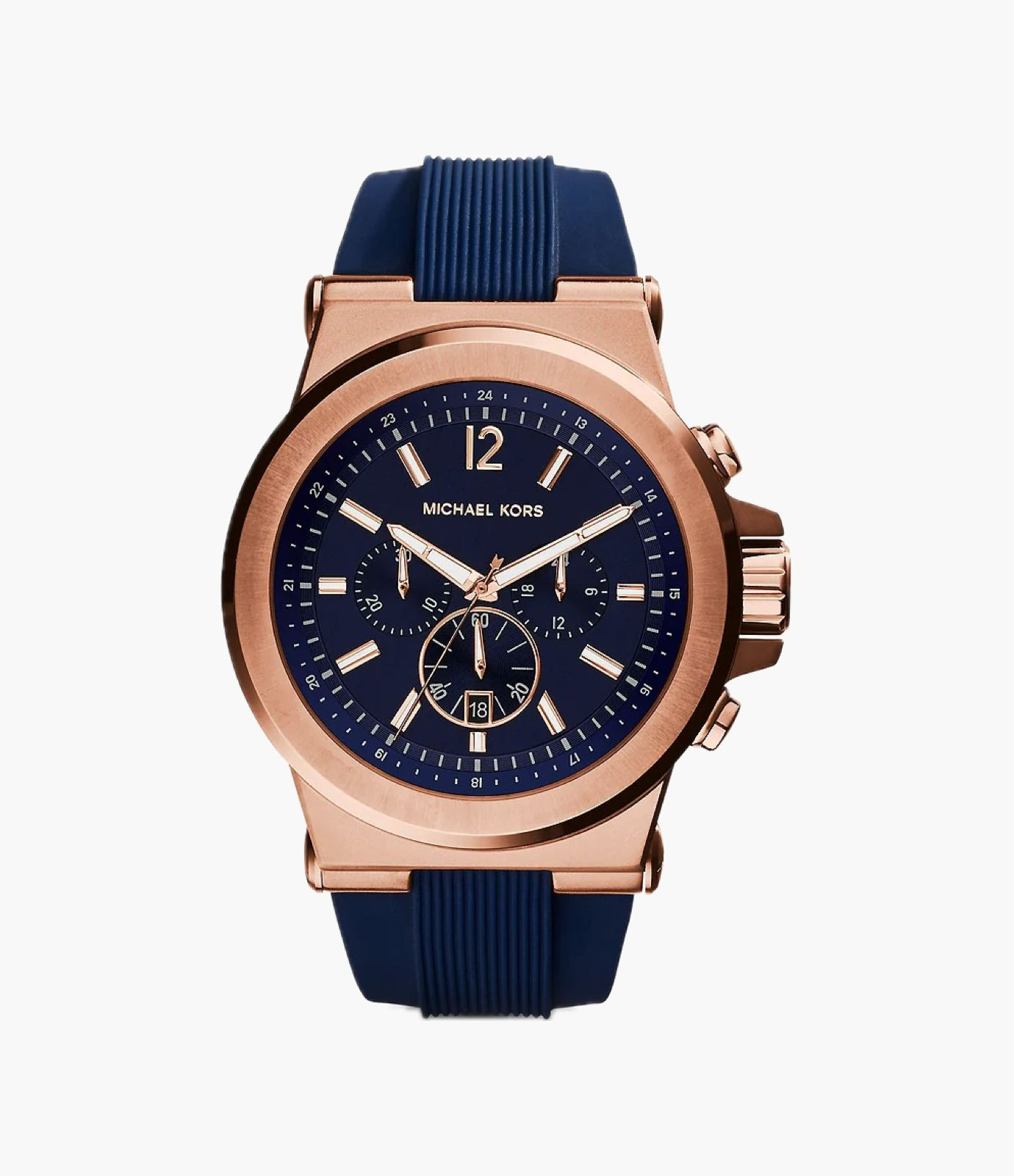 Michael Kors Everest Mens Rose-Gold Tone Navy Dylan Watch