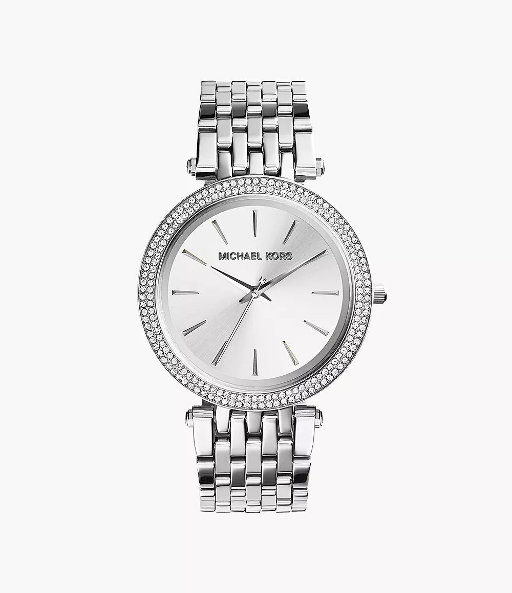 Michael Kors Silver-Tone Glitz Darci Watch