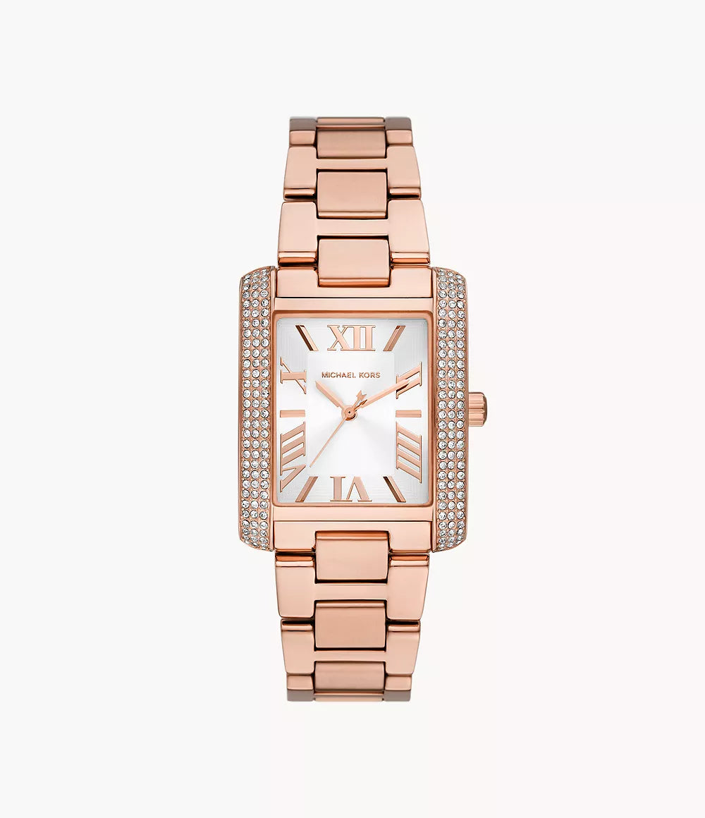 Micheal Kors Emery Three-Hand Rose Gold-Tone Stainless Steel Watch
