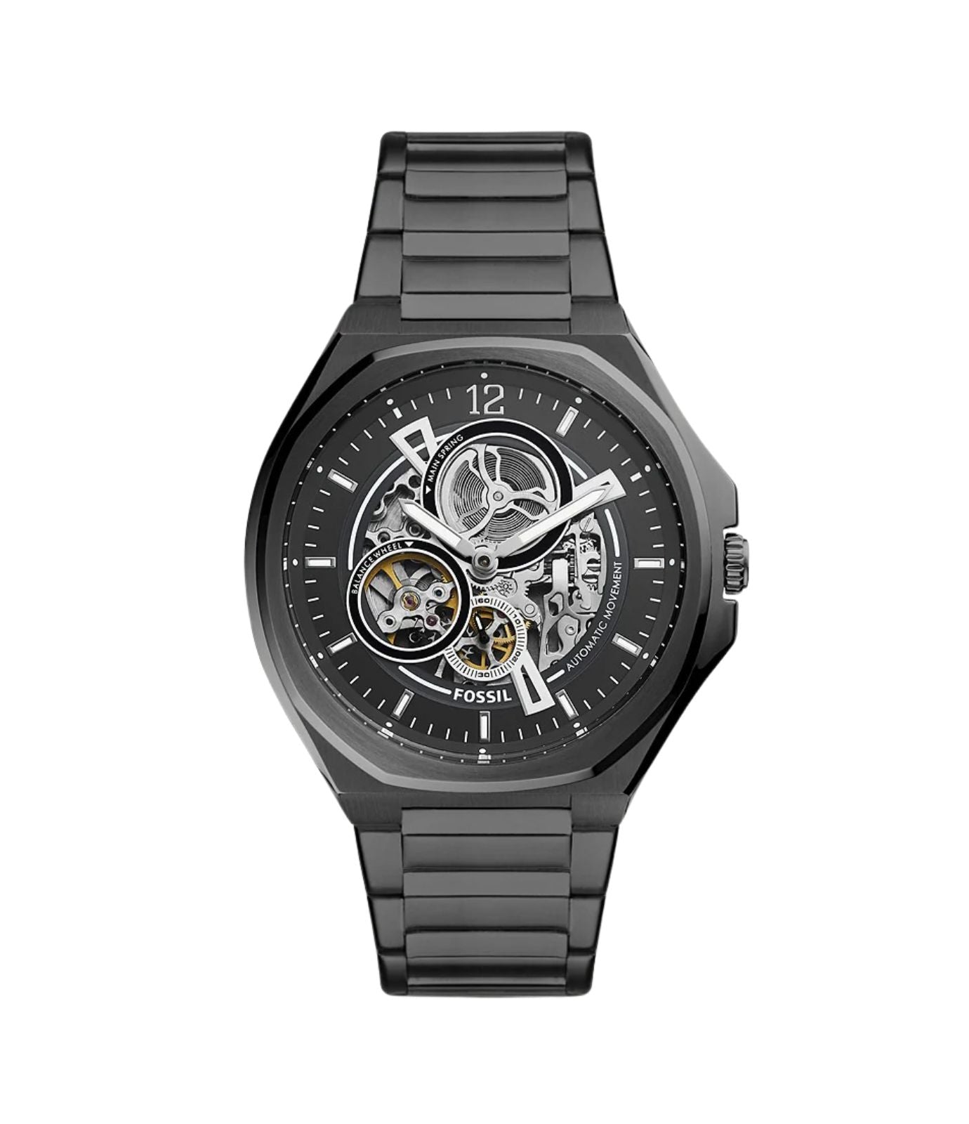 Fossil Evanston Automatic Black Stainless Steel Watch