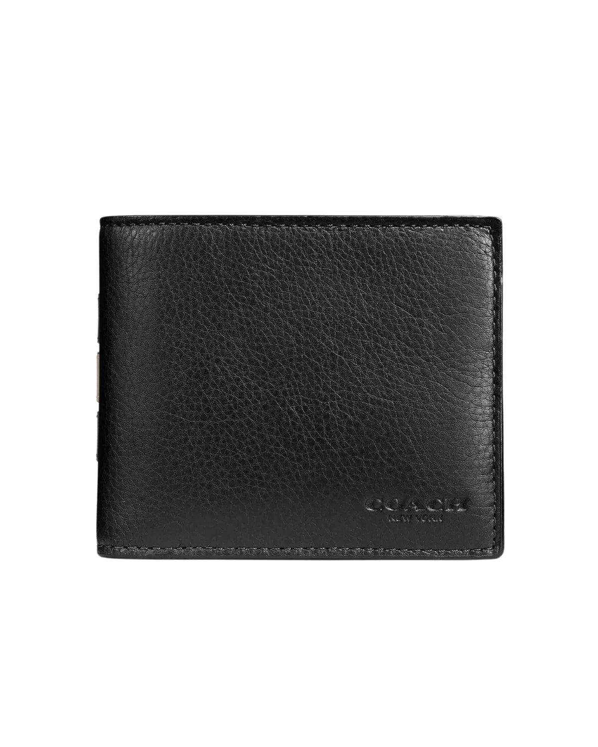Coach 3 In 1 Wallet in Sport Calf Leather 74991 front view - men's slim black leather bifold wallet, available in Sri Lanka at TimeVault