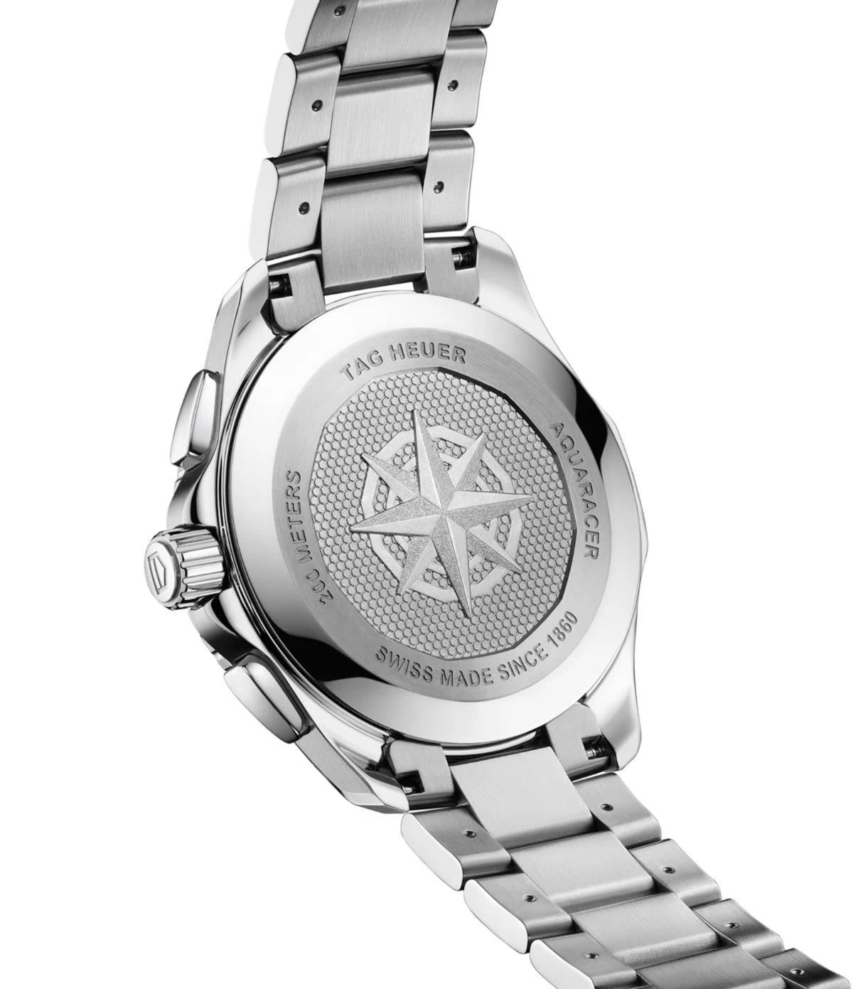 Steel caseback of the TAG Heuer Aquaracer Professional 200 Chronograph CBP1112.BA0627 quartz watch