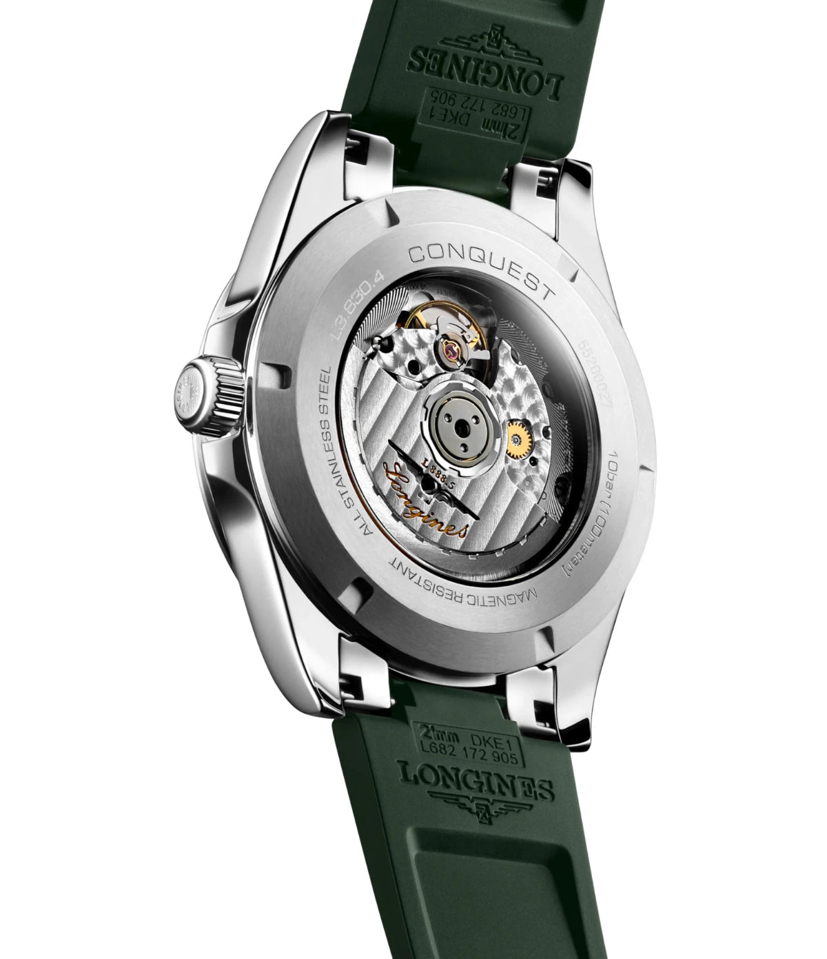 Back view of the Longines Conquest 41mm L3.830.4.02.9 stainless steel case