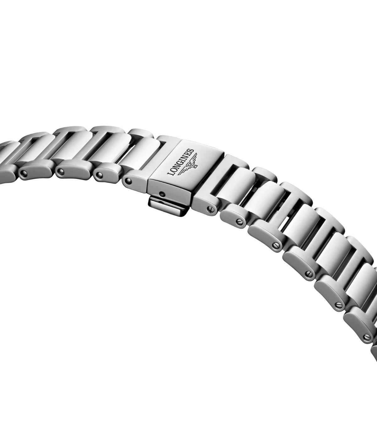 Triple safety folding clasp on the stainless steel bracelet of the Longines Conquest Chronograph 42mm L3.835.4.02.6