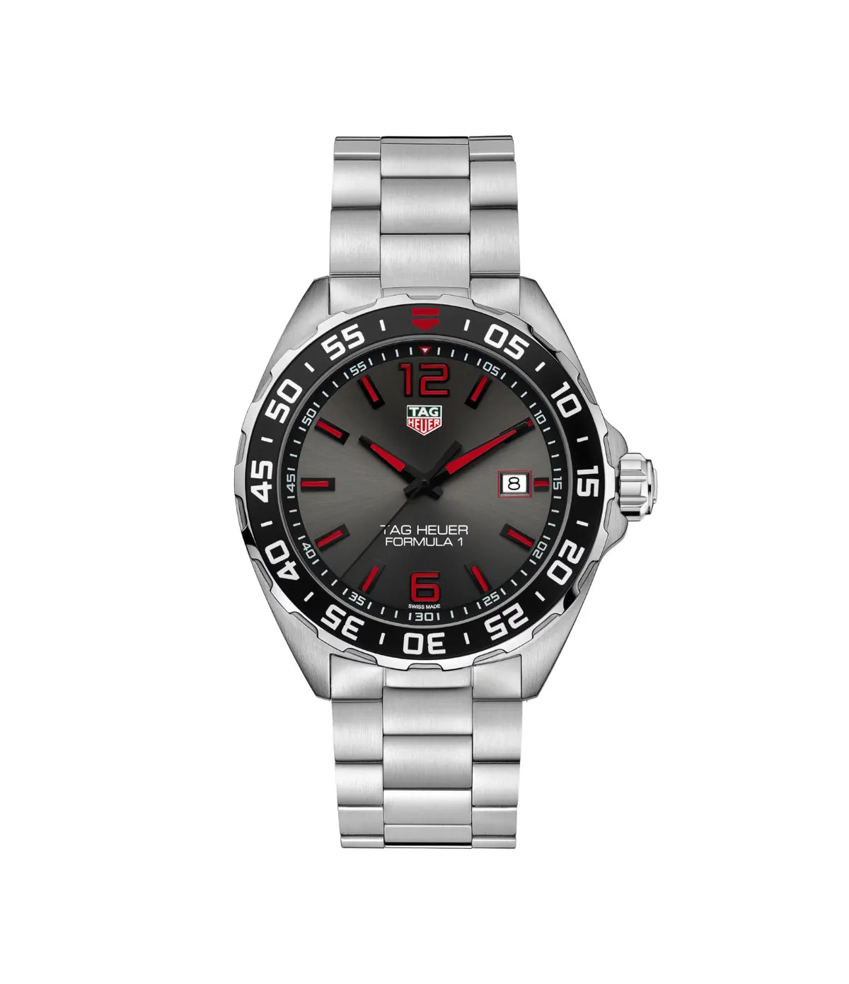 TAG Heuer Formula 1 Quartz 43mm WAZ1018.BA0842 front view - men's 43mm swiss quartz watch with grey dial, available in Sri Lanka at TimeVault
