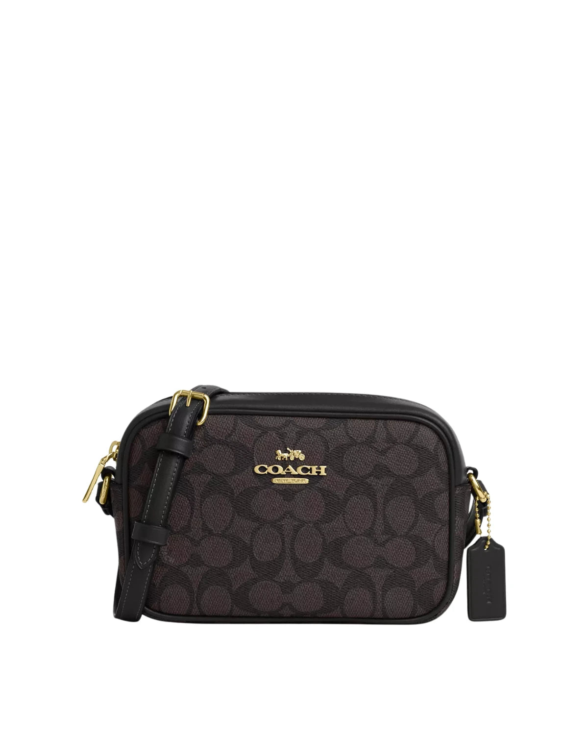 Coach Mini Jamie Camera Bag in Signature Canvas CY752 front view - women's canvas mini crossbody camera bag in walnut brown, available in Sri Lanka at TimeVault LK