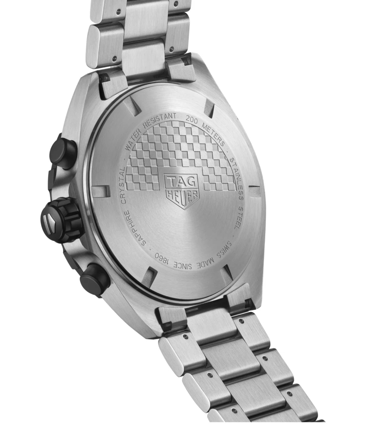 Plain steel caseback of the TAG Heuer Formula 1 Chronograph CAZ101AV.BA0842 quartz watch