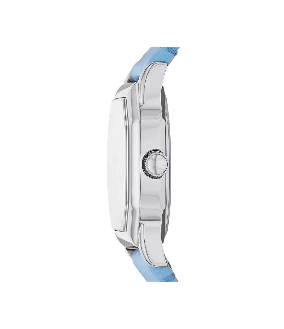Side profile of the Fossil Harlow ES5405 showing the octagonal polished stainless steel case and case thickness
