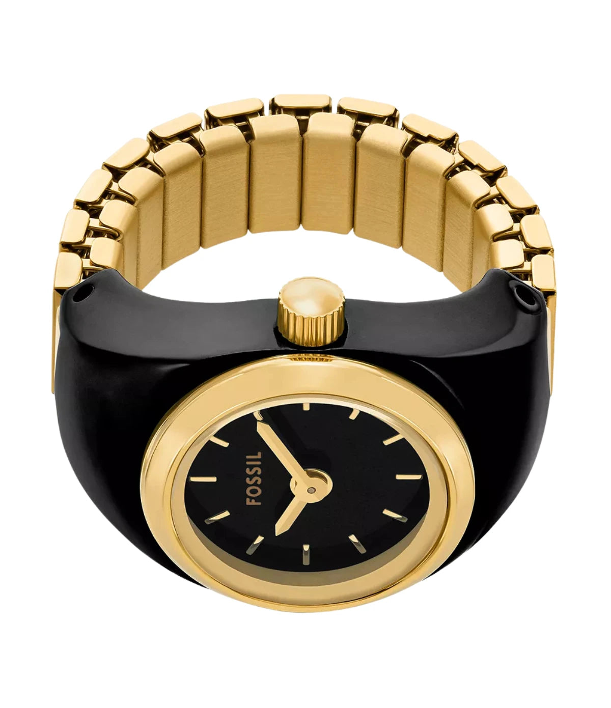 Close-up of the gold-tone stainless steel expansion band on the Fossil Watch Ring ES5413