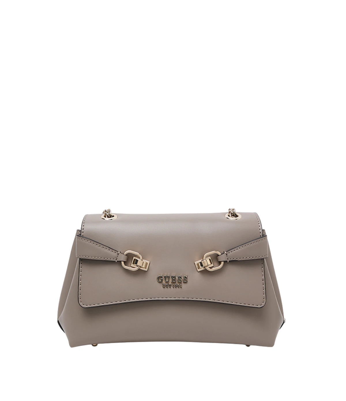 Guess Lorelei Convertible Crossbody Flap Bag Dark Taupe HWVG9639210 front view - women's faux leather crossbody bag with toggle flap closure, available in Sri Lanka at Time Vault