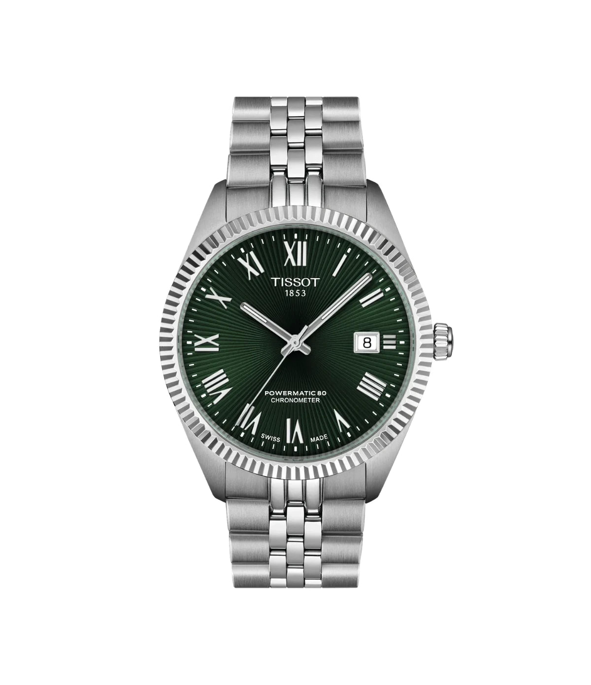 Tissot Ballade 39mm COSC T1564081109300 front view - men's stainless steel automatic watch with green dial, available in Sri Lanka at Time Vault