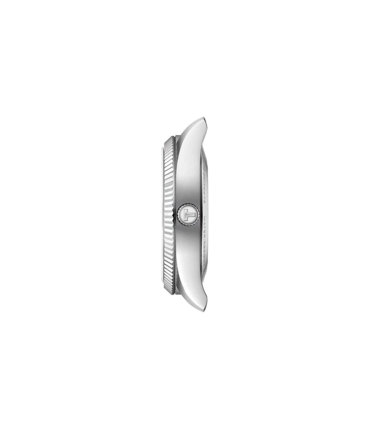 Side profile of the Tissot Ballade 39mm COSC T1564081109300 showing the fluted bezel and case thickness