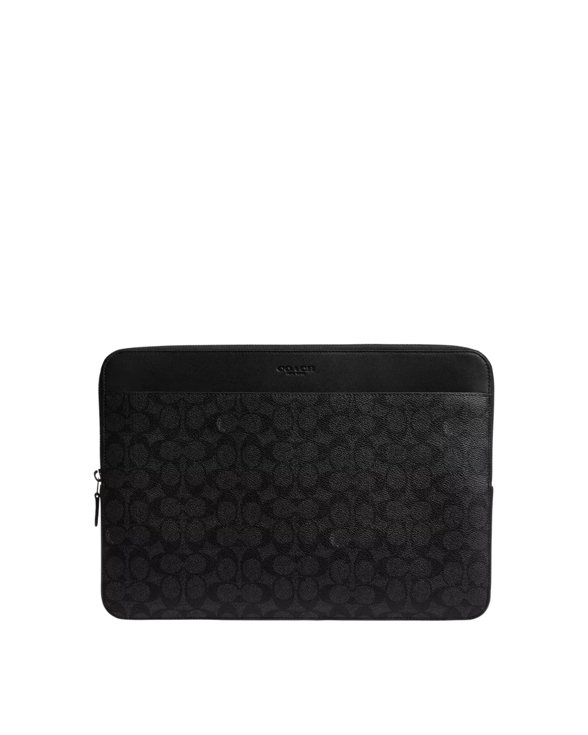 Coach Laptop Case in Signature Canvas CW378 front view - canvas and leather 15-inch laptop sleeve, available in Sri Lanka at Time Vault Lanka